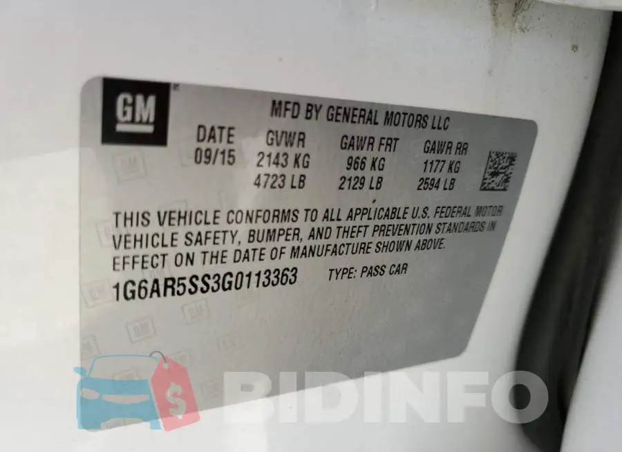 1G6AR5SS3G0113363 Photo# 10