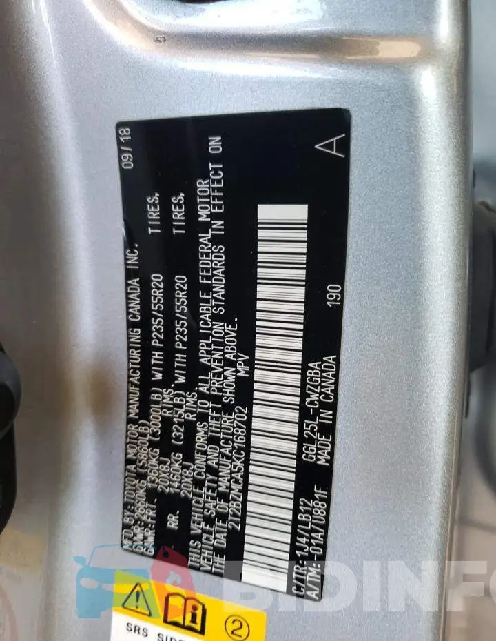 2T2BZMCA5KC168702 Photo# 13