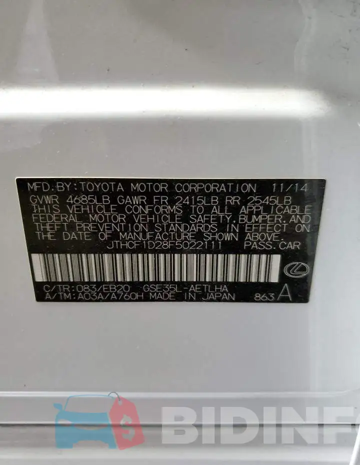 JTHCF1D28F5022111 Photo# 10