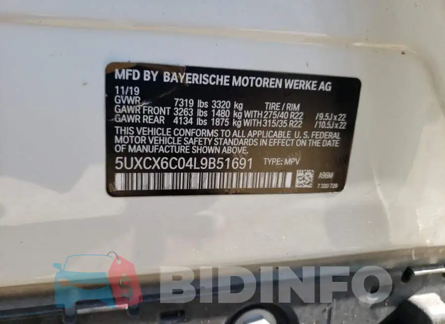 5UXCX6C04L9B51691 Photo# 14