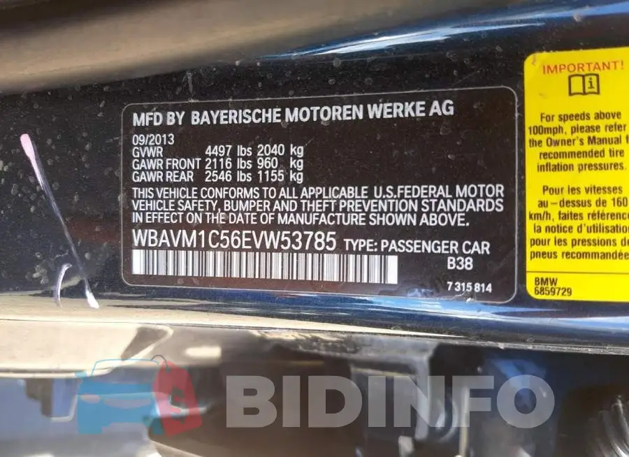 WBAVM1C56EVW53785 Photo# 10