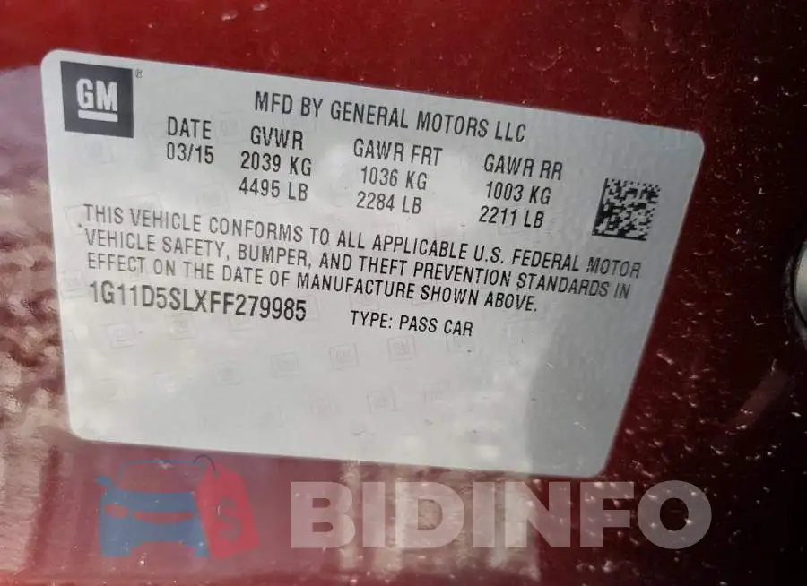 1G11D5SLXFF279985 Photo# 12