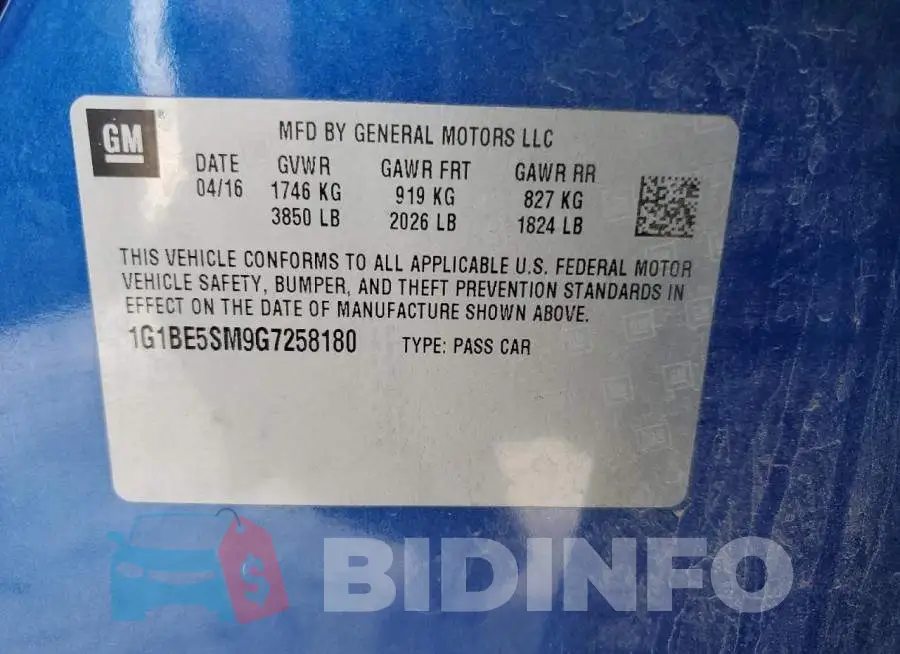 1G1BE5SM9G7258180 Photo# 13
