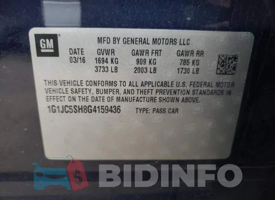 1G1JC5SH8G4159436 Photo# 12