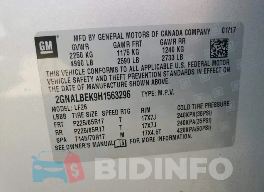 2GNALBEK9H1563296 Photo# 10