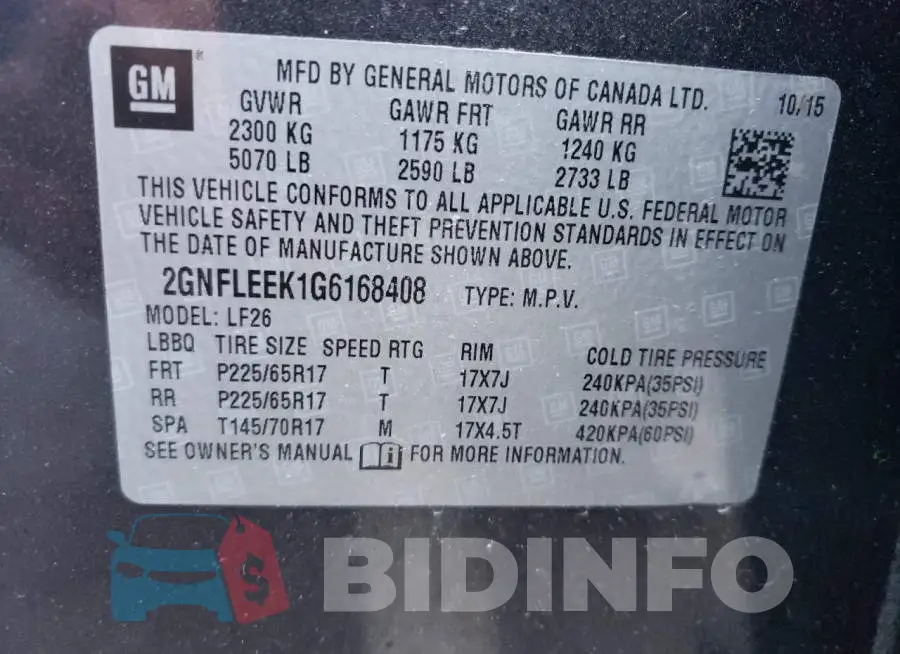 2GNFLEEK1G6168408 Photo# 10