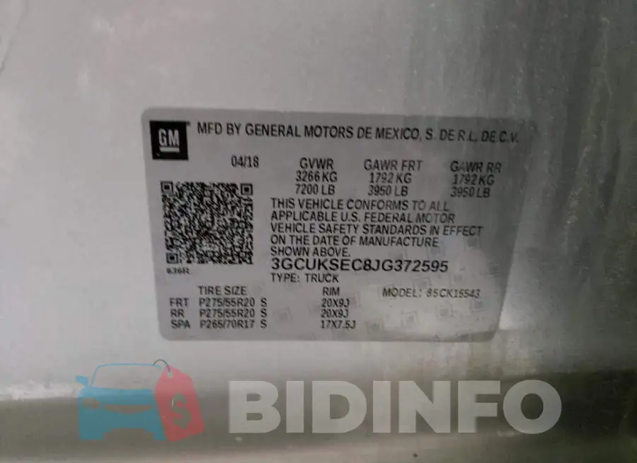 3GCUKSEC8JG372595 Photo# 12
