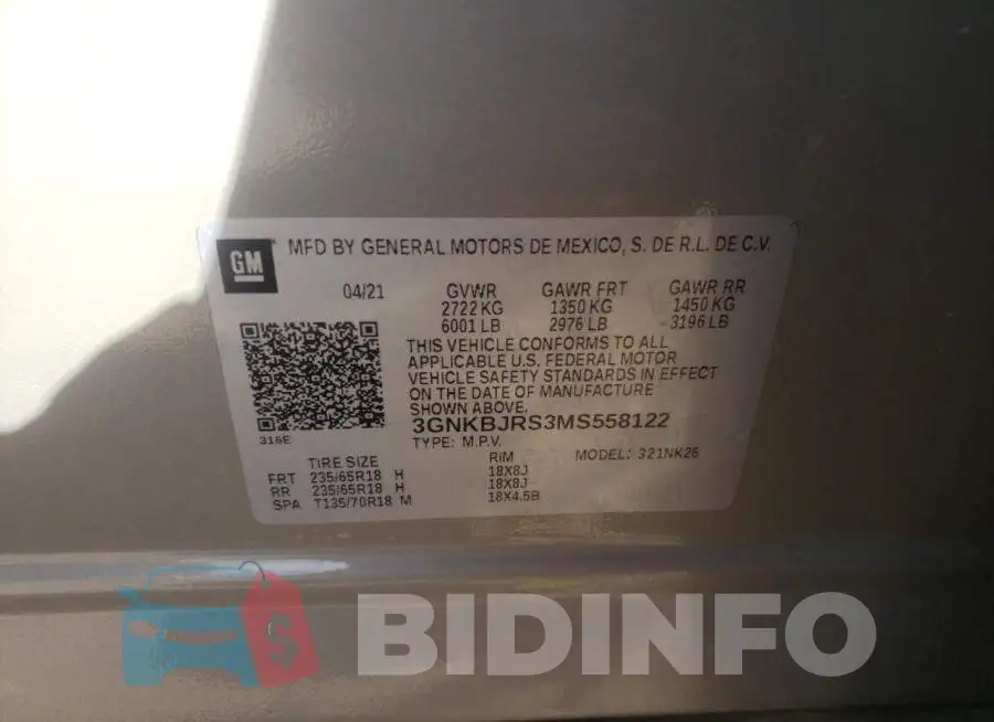 3GNKBJRS3MS558122 Photo# 10