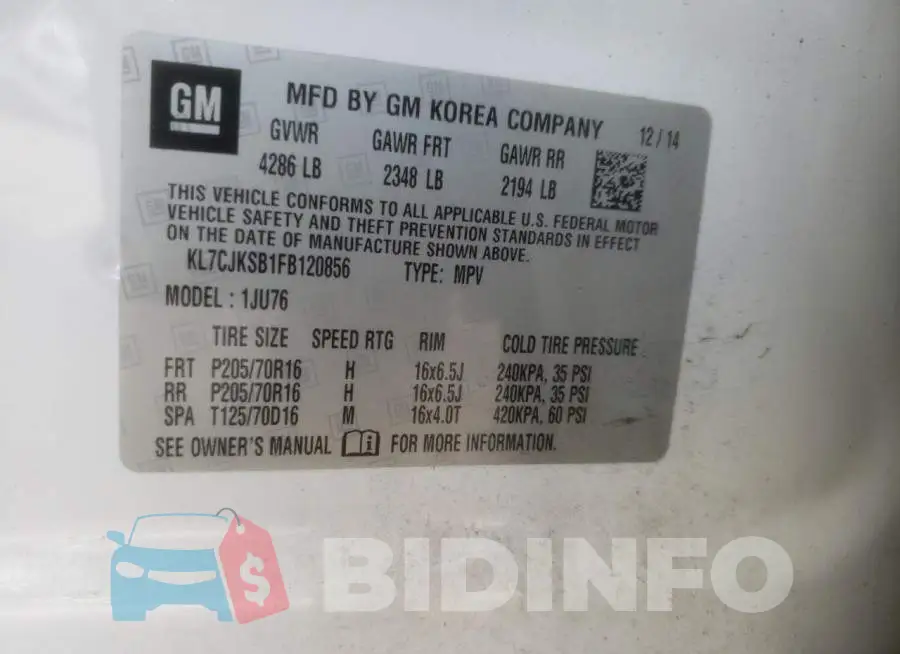 KL7CJKSB1FB120856 Photo# 12