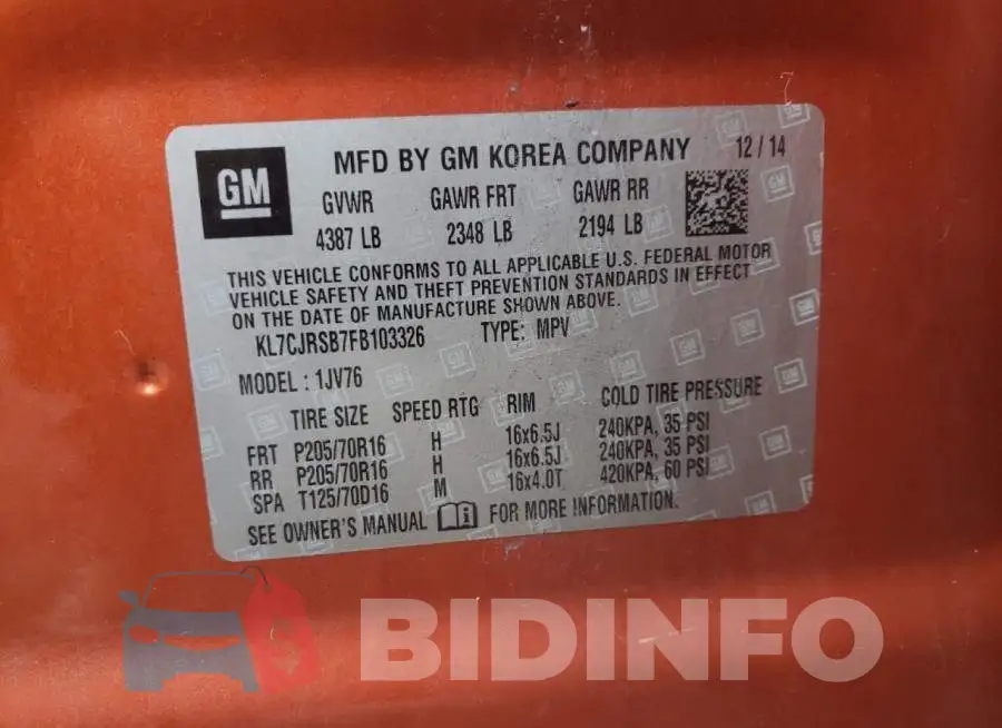 KL7CJRSB7FB103326 Photo# 13