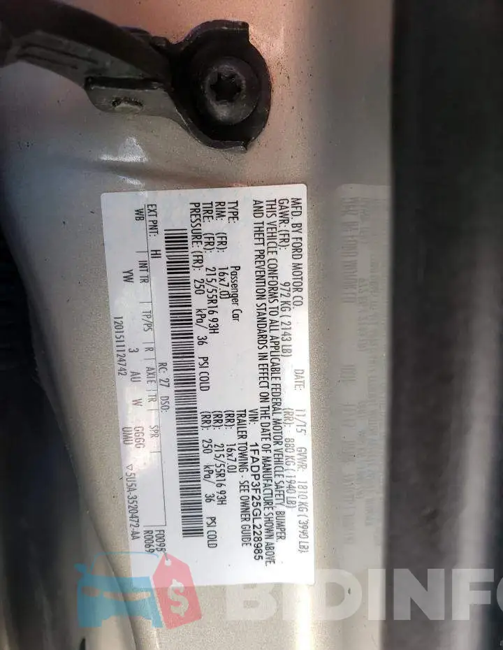 1FADP3F25GL228985 Photo# 10