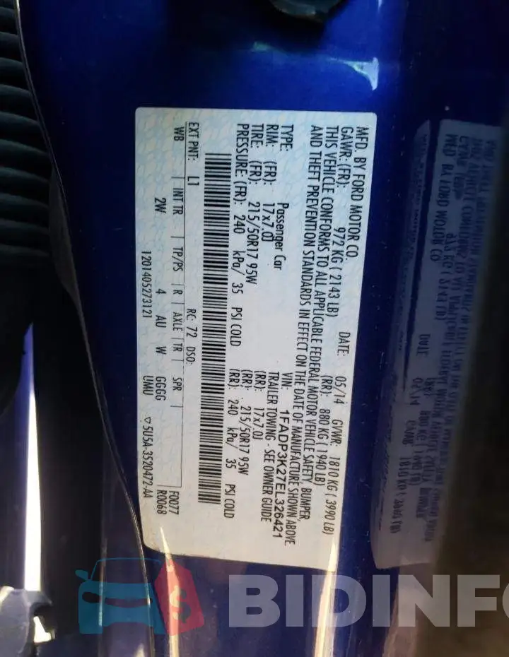 1FADP3K27EL326421 Photo# 12
