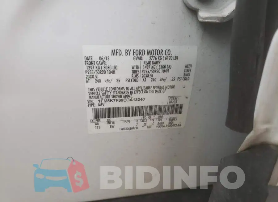 1FM5K7F86EGA13240 Photo# 10