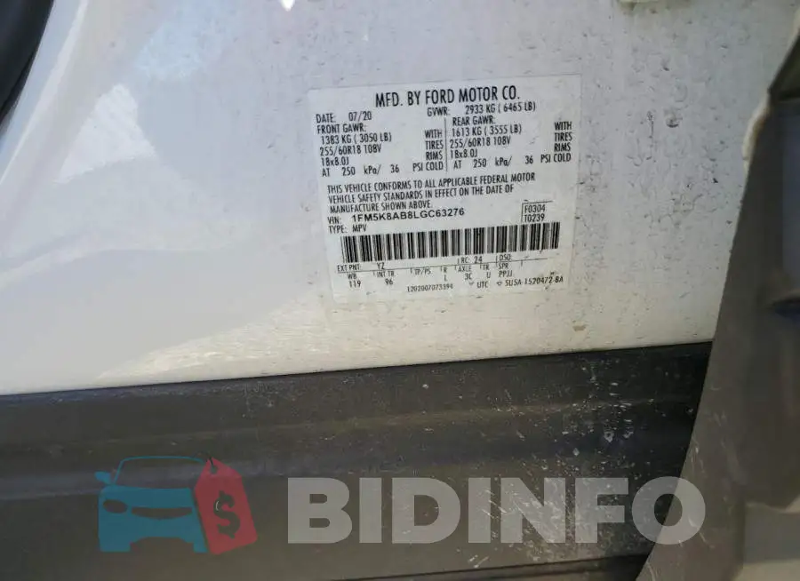 1FM5K8AB8LGC63276 Photo# 13