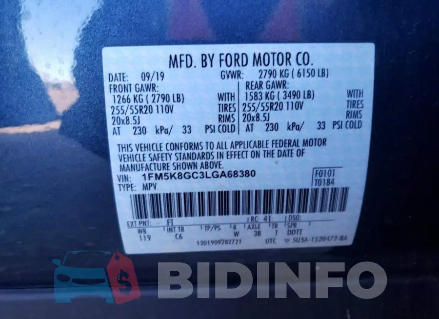 1FM5K8GC3LGA68380 Photo# 14