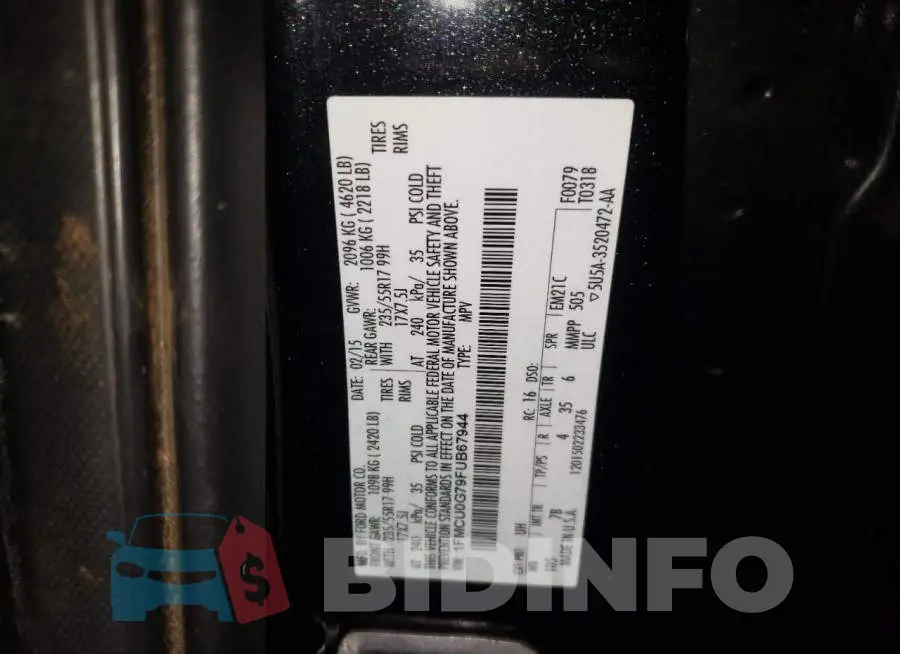 1FMCU0G79FUB67944 Photo# 13