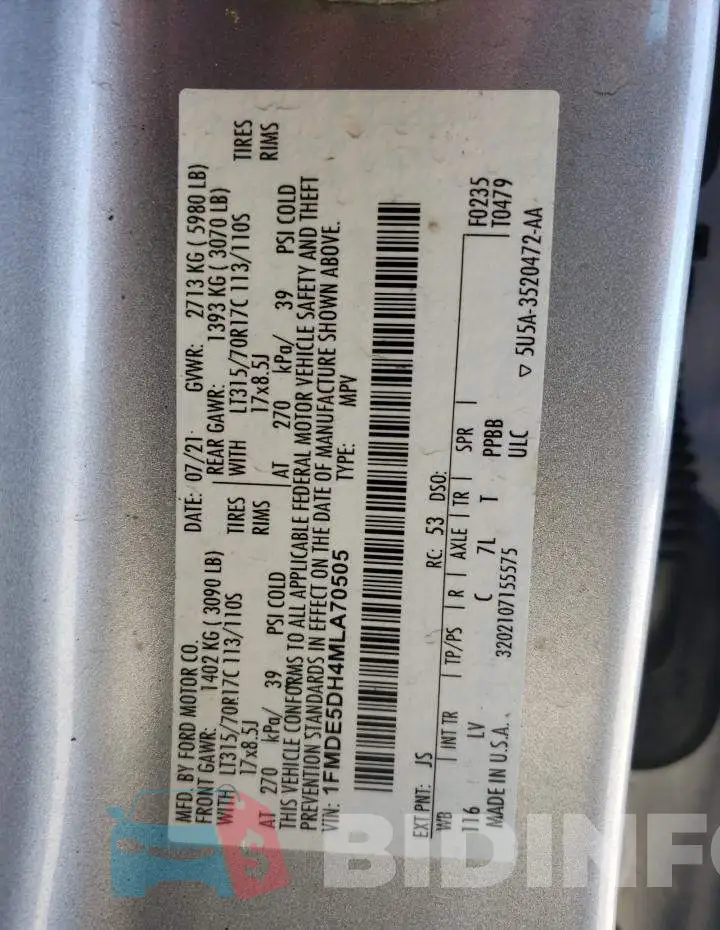 1FMDE5DH4MLA70505 Photo# 10