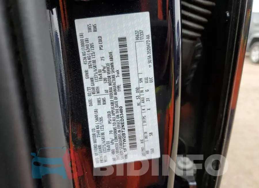 1FT7W2BT2NED53480 Photo# 13