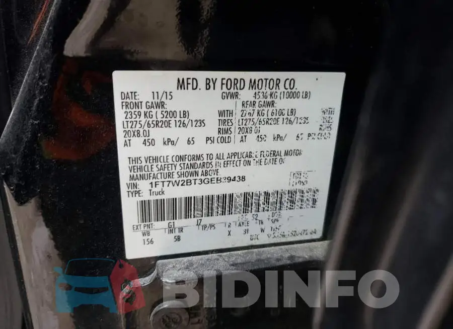 1FT7W2BT3GEB39438 Photo# 12
