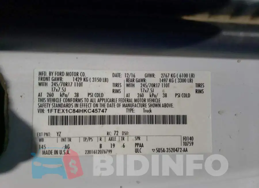 1FTEX1C84HKC45747 Photo# 10