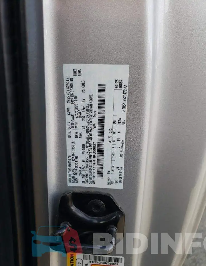 1FTEX1CP4HKD59657 Photo# 12