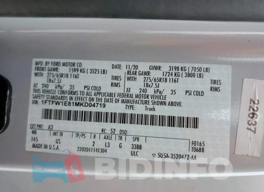 1FTFW1E81MKD04719 Photo# 12