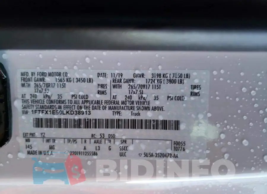 1FTFX1E50LKD38913 Photo# 12