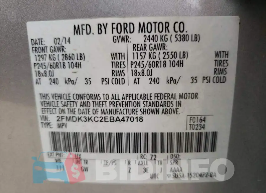 2FMDK3KC2EBA47018 Photo# 14