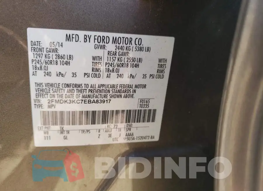 2FMDK3KC7EBA83917 Photo# 13