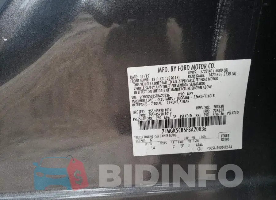 2FMGK5C85FBA20836 Photo# 12