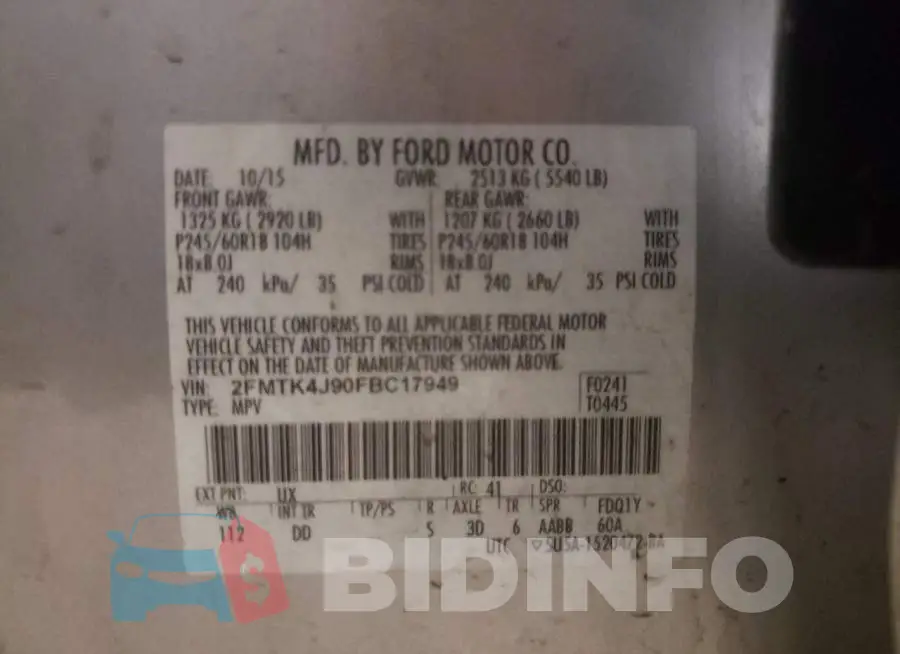 2FMTK4J90FBC17949 Photo# 12