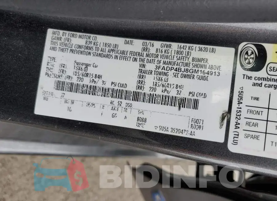 3FADP4BJ8GM164913 Photo# 13