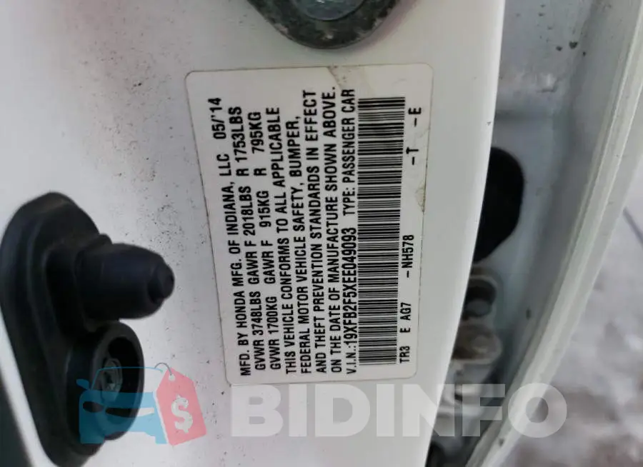 19XFB2F5XEE049093 Photo# 13