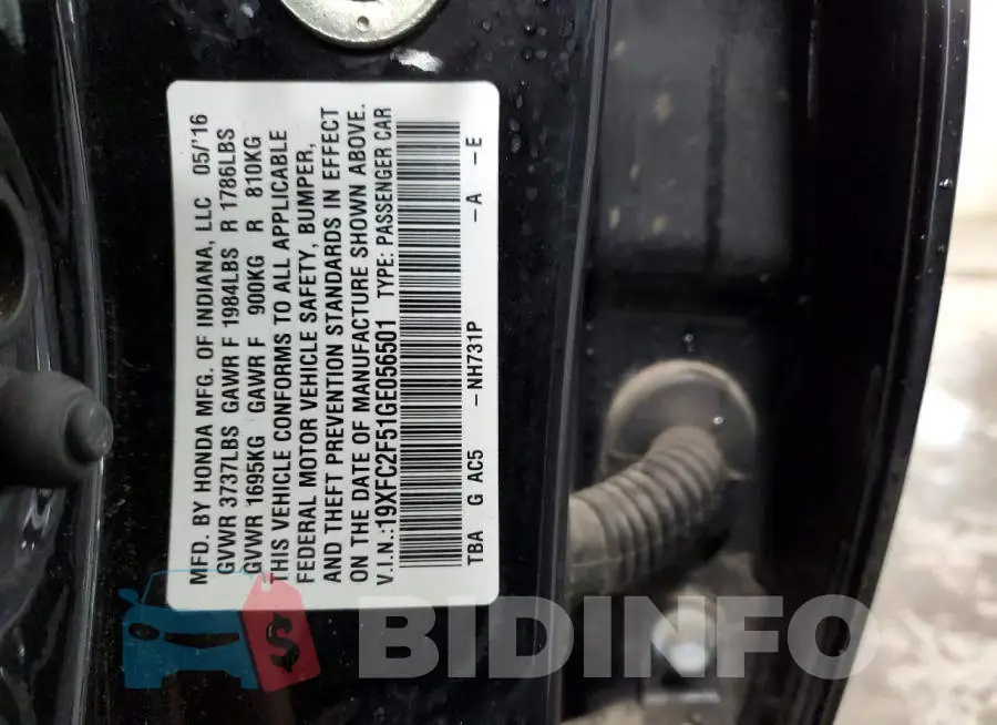 19XFC2F51GE056501 Photo# 12