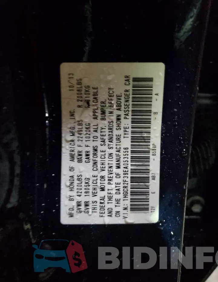1HGCR2F39EA053556 Photo# 12