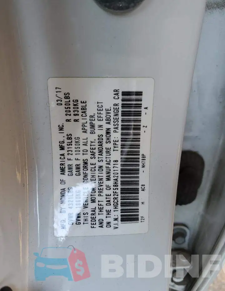 1HGCR2F58HA201718 Photo# 13