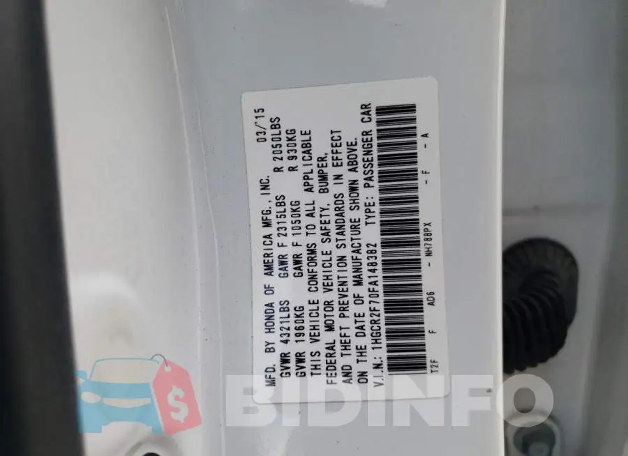 1HGCR2F70FA148382 Photo# 12