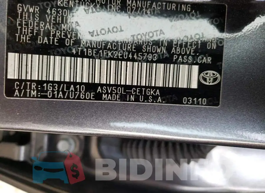4T1BF1FK2EU445793 Photo# 13