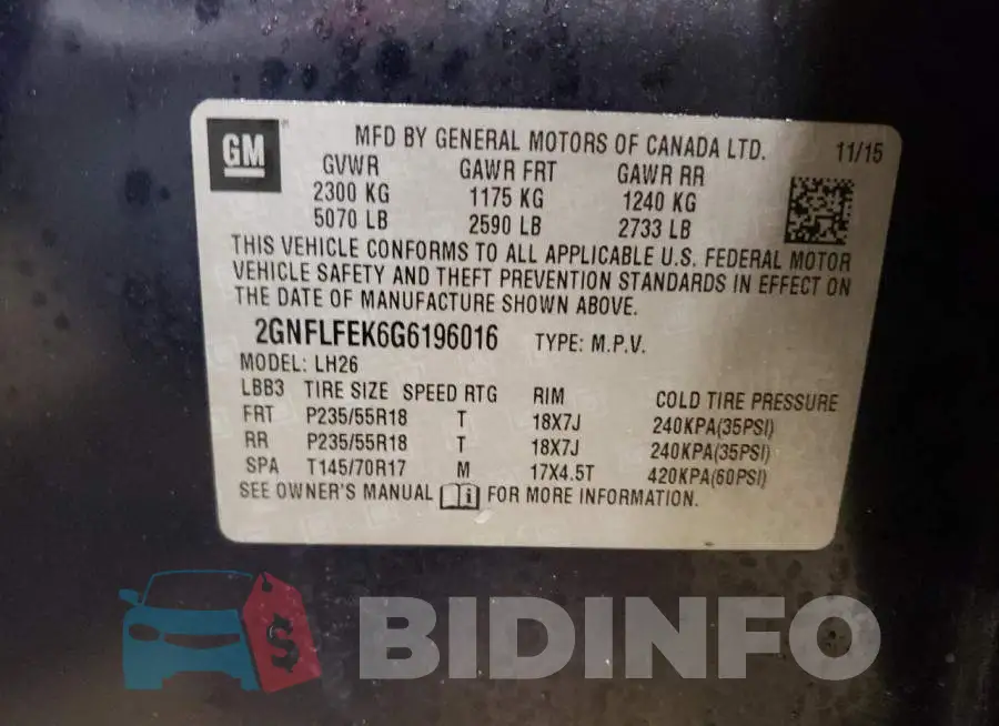 2GNFLFEK6G6196016 Photo# 13