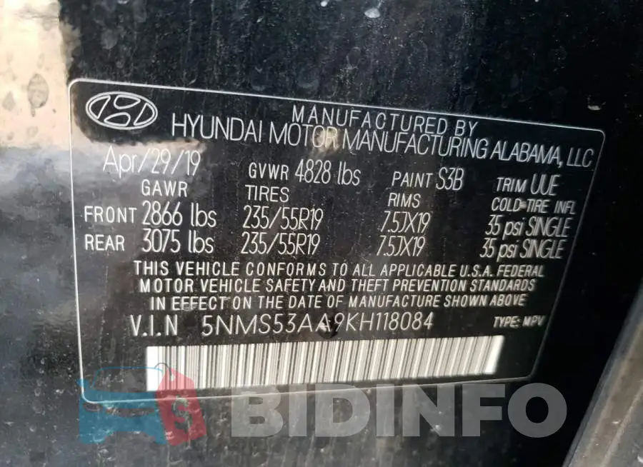 5NMS53AA9KH118084 Photo# 10