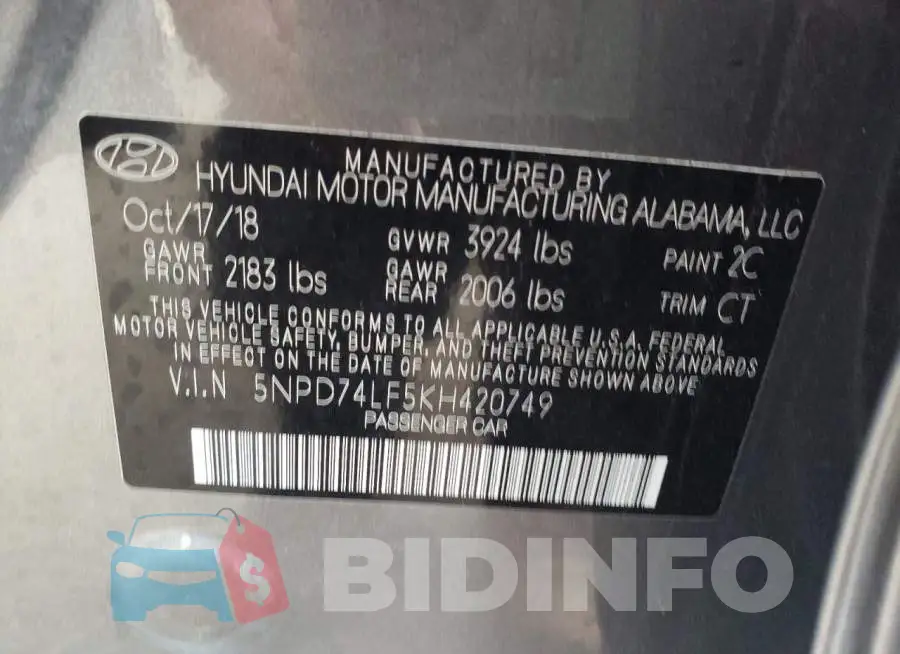 5NPD74LF5KH420749 Photo# 12