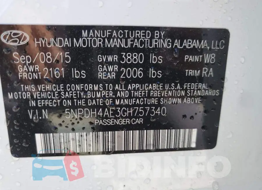 5NPDH4AE3GH757340 Photo# 12