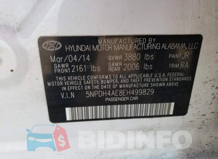 5NPDH4AE8EH499829 Photo# 12