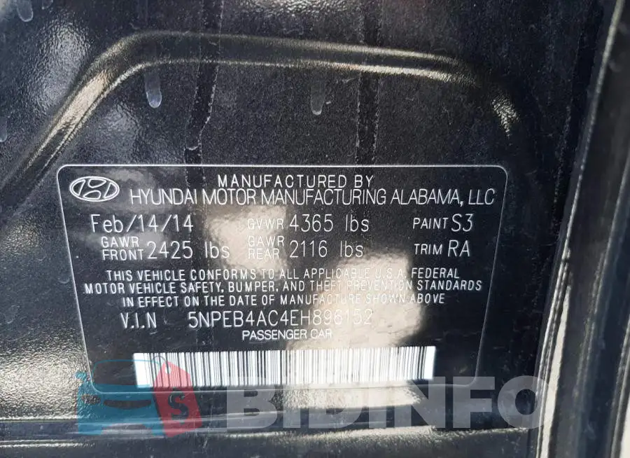 5NPEB4AC4EH896152 Photo# 10