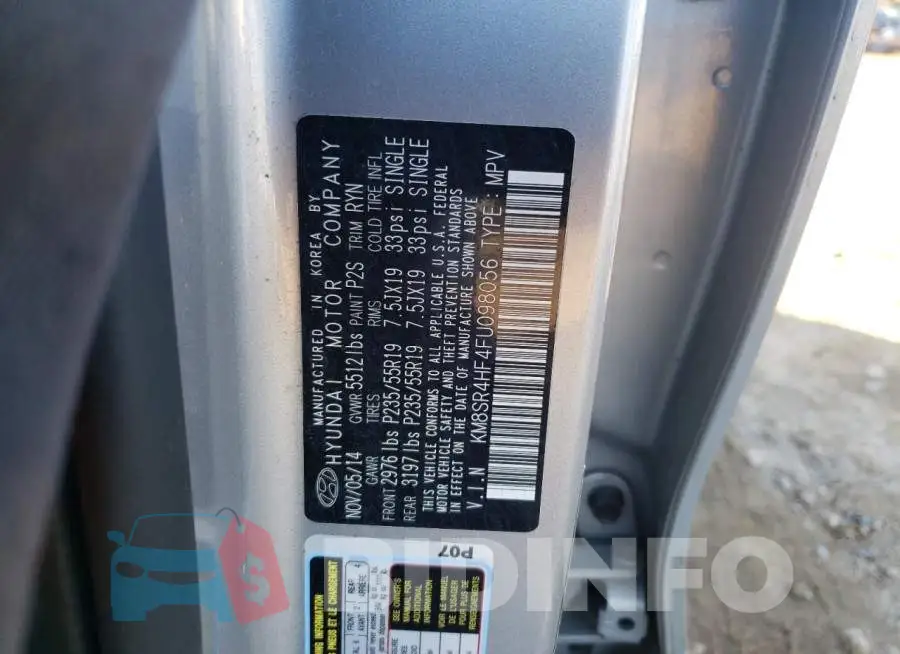 KM8SR4HF4FU098056 Photo# 14