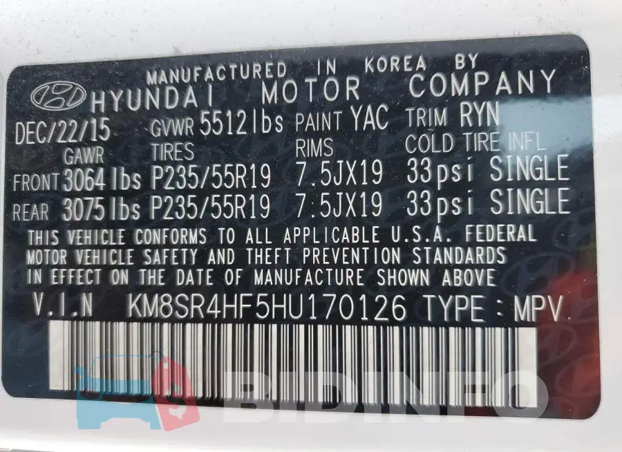 KM8SR4HF5HU170126 Photo# 10