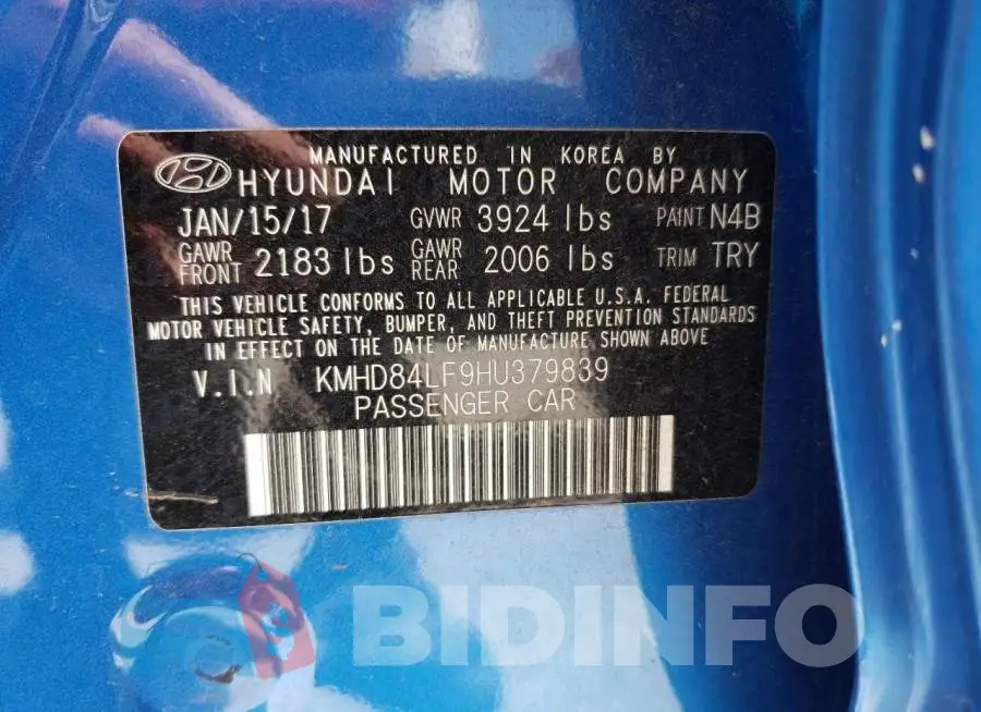 KMHD84LF9HU379839 Photo# 10