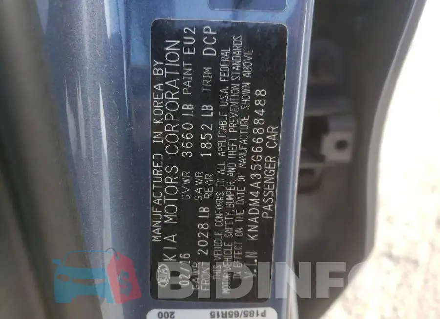 KNADM4A35G6688488 Photo# 12