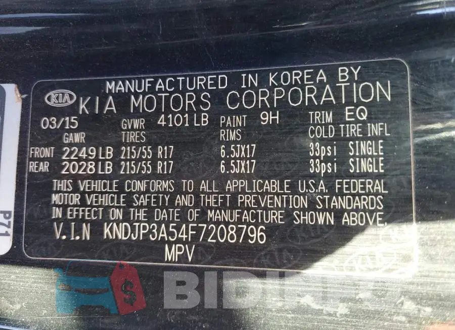 KNDJP3A54F7208796 Photo# 12