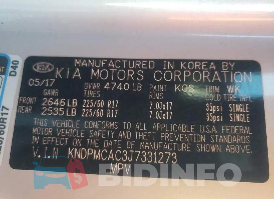 KNDPMCAC3J7331273 Photo# 10